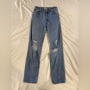 Re/Done 90s High Rise Straight Leg Jeans Women's Size 24 Button Fly Made in USA